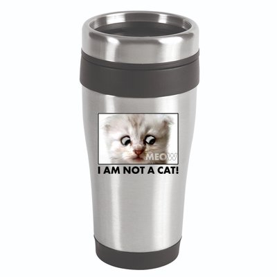 Funny I'm Not A Cat Zoom Lawyer Cat Meme 16oz Travel Tumbler