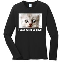 Funny I'm Not A Cat Zoom Lawyer Cat Meme Ladies Long Sleeve Shirt