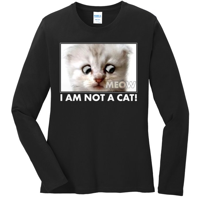 Funny I'm Not A Cat Zoom Lawyer Cat Meme Ladies Long Sleeve Shirt