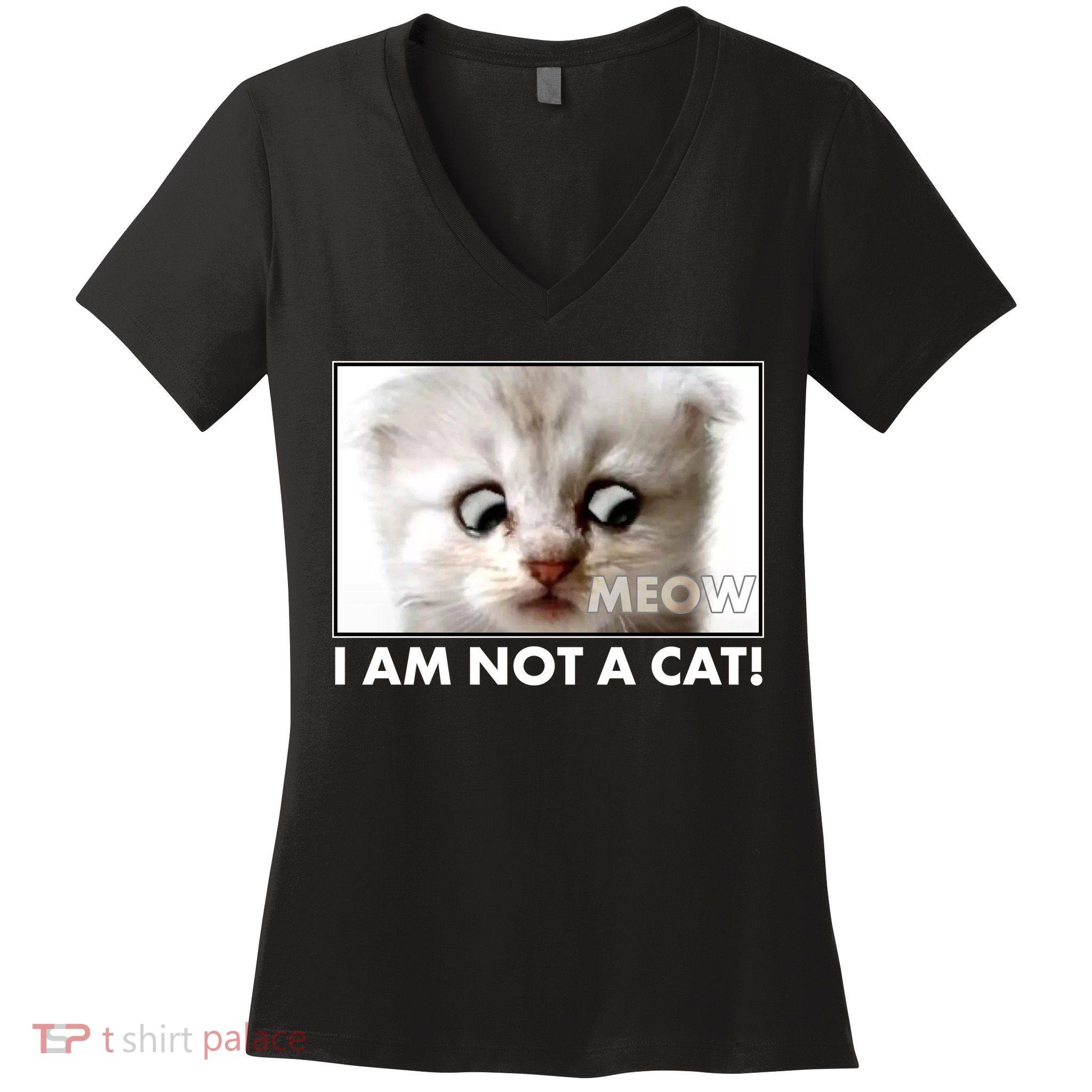 Funny I'm Not A Cat Zoom Lawyer Cat Meme Women's V-Neck T-Shirt