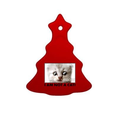 Funny I'm Not A Cat Zoom Lawyer Cat Meme Ceramic Tree Ornament