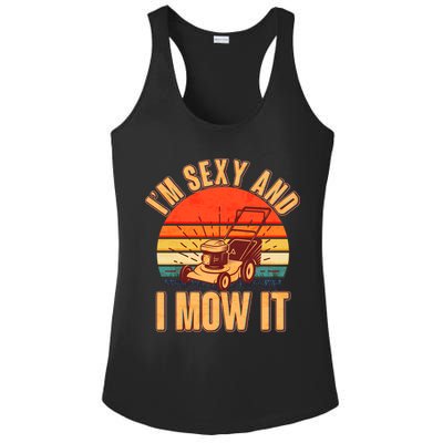 Funny I'm Sexy And I Mow It Vintage Ladies PosiCharge Competitor Racerback Tank