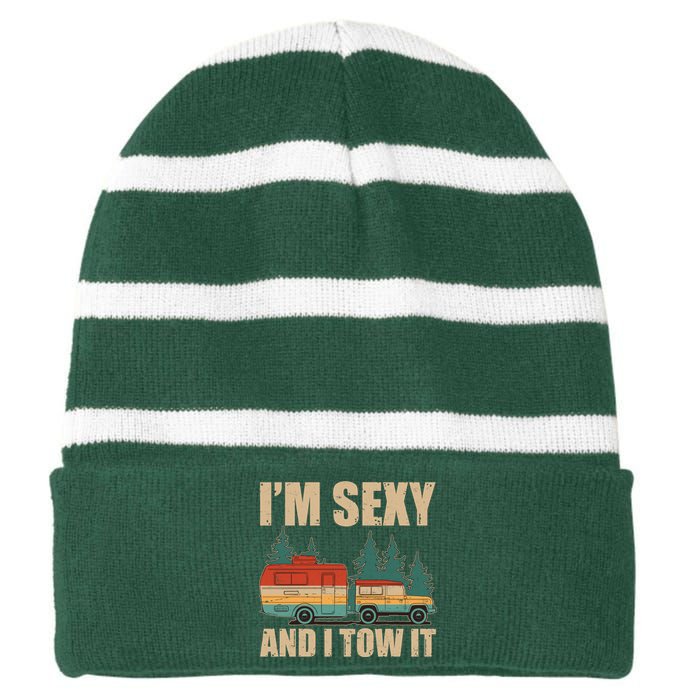 Funny I'm Sexy and I Tow It Striped Beanie with Solid Band