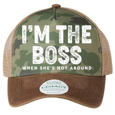Funny I'm The Boss When She's Not Around Legacy Tie Dye Trucker Hat