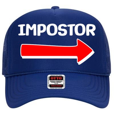 Funny Impostor Arrow -Among Us High Crown Mesh Back Trucker Hat