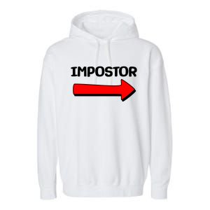 Funny Impostor Arrow -Among Us Garment-Dyed Fleece Hoodie