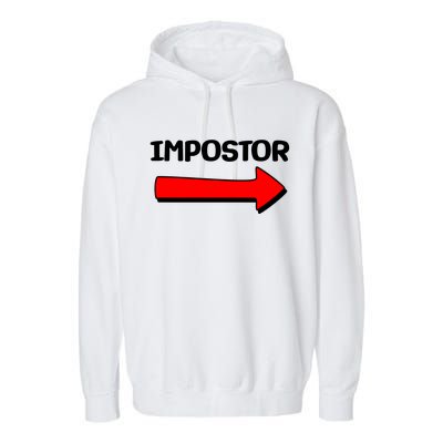 Funny Impostor Arrow -Among Us Garment-Dyed Fleece Hoodie