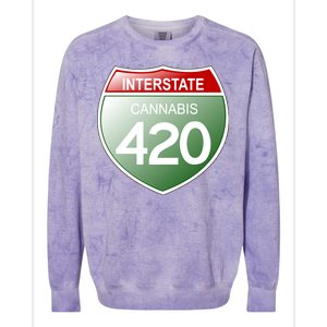 Funny Interstate 420 in the state of Cannabis Marijuana Weed Colorblast Crewneck Sweatshirt