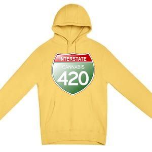 Funny Interstate 420 in the state of Cannabis Marijuana Weed Premium Pullover Hoodie