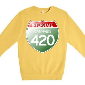 Funny Interstate 420 in the state of Cannabis Marijuana Weed Premium Crewneck Sweatshirt