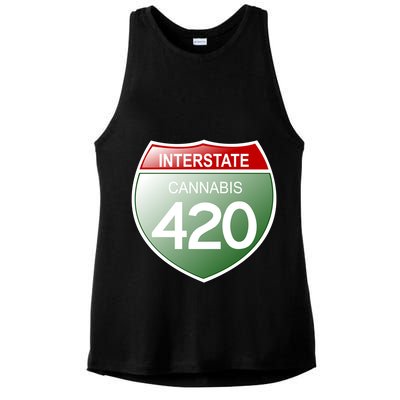 Funny Interstate 420 in the state of Cannabis Marijuana Weed Ladies PosiCharge Tri-Blend Wicking Tank
