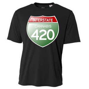 Funny Interstate 420 in the state of Cannabis Marijuana Weed Cooling Performance Crew T-Shirt