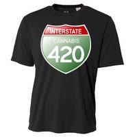 Funny Interstate 420 in the state of Cannabis Marijuana Weed Cooling Performance Crew T-Shirt