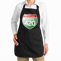 Funny Interstate 420 in the state of Cannabis Marijuana Weed Apron