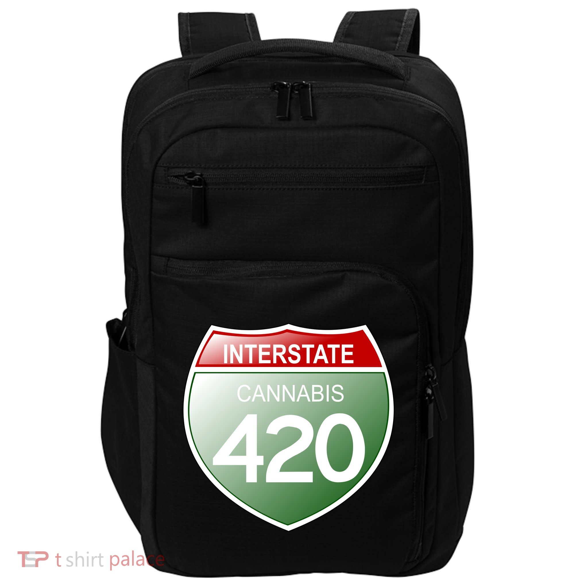 Funny Interstate 420 in the state of Cannabis Marijuana Weed Impact Tech Backpack
