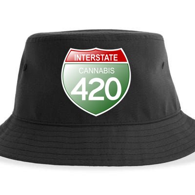 Funny Interstate 420 in the state of Cannabis Marijuana Weed Sustainable Bucket Hat