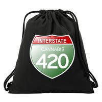 Funny Interstate 420 in the state of Cannabis Marijuana Weed Drawstring Bag