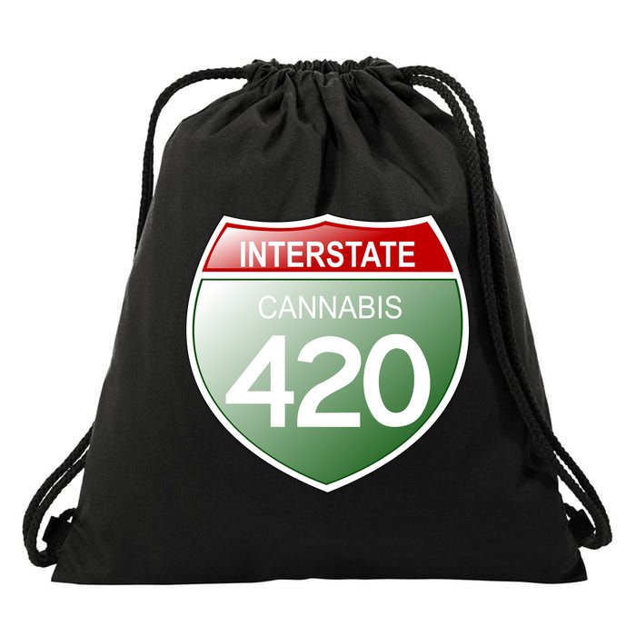 Funny Interstate 420 in the state of Cannabis Marijuana Weed Drawstring Bag