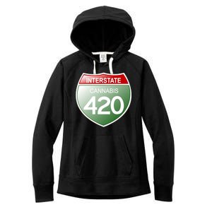 Funny Interstate 420 in the state of Cannabis Marijuana Weed Women's Fleece Hoodie