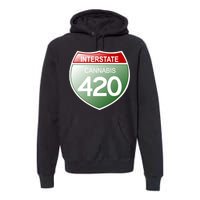 Funny Interstate 420 in the state of Cannabis Marijuana Weed Premium Hoodie