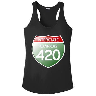 Funny Interstate 420 in the state of Cannabis Marijuana Weed Ladies PosiCharge Competitor Racerback Tank