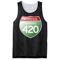 Funny Interstate 420 in the state of Cannabis Marijuana Weed Mesh Reversible Basketball Jersey Tank