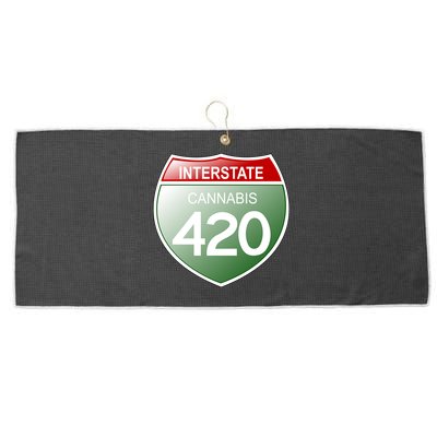 Funny Interstate 420 in the state of Cannabis Marijuana Weed Large Microfiber Waffle Golf Towel