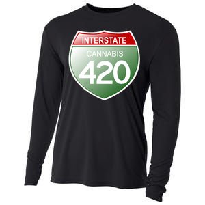 Funny Interstate 420 in the state of Cannabis Marijuana Weed Cooling Performance Long Sleeve Crew