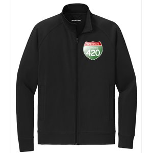 Funny Interstate 420 in the state of Cannabis Marijuana Weed Stretch Full-Zip Cadet Jacket