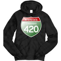 Funny Interstate 420 in the state of Cannabis Marijuana Weed Tie Dye Hoodie