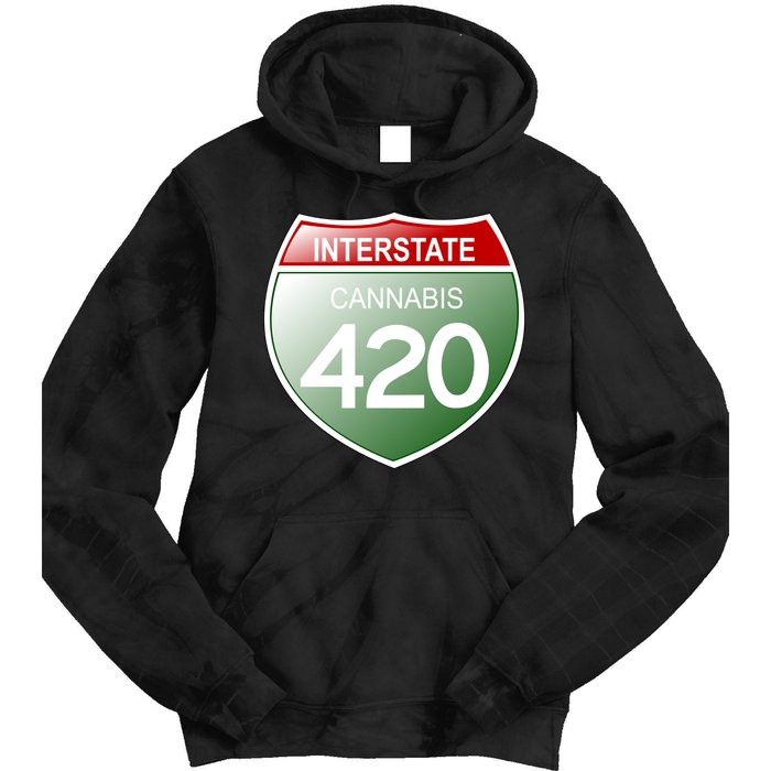 Funny Interstate 420 in the state of Cannabis Marijuana Weed Tie Dye Hoodie