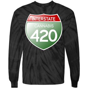 Funny Interstate 420 in the state of Cannabis Marijuana Weed Tie-Dye Long Sleeve Shirt