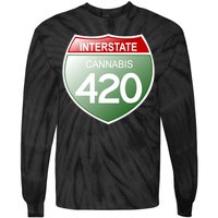 Funny Interstate 420 in the state of Cannabis Marijuana Weed Tie-Dye Long Sleeve Shirt