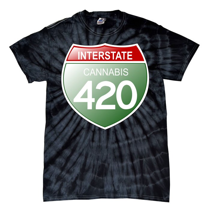 Funny Interstate 420 in the state of Cannabis Marijuana Weed Tie-Dye T-Shirt