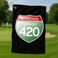 Funny Interstate 420 in the state of Cannabis Marijuana Weed Golf Towel