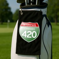 Funny Interstate 420 in the state of Cannabis Marijuana Weed Golf Towel