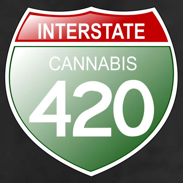Funny Interstate 420 in the state of Cannabis Marijuana Weed Golf Towel