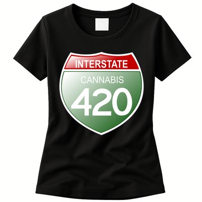 Funny Interstate 420 in the state of Cannabis Marijuana Weed Womens T-Shirt