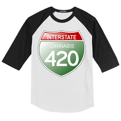 Funny Interstate 420 in the state of Cannabis Marijuana Weed Kids Colorblock Raglan Jersey