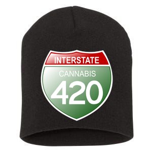 Funny Interstate 420 in the state of Cannabis Marijuana Weed Short Acrylic Beanie