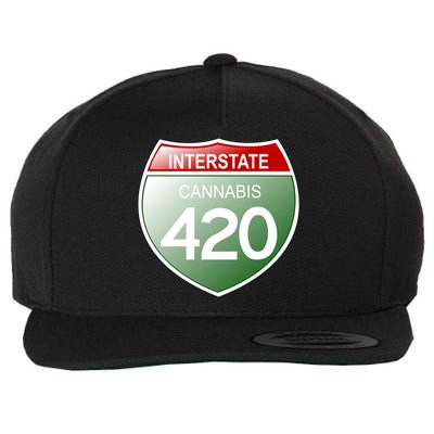 Funny Interstate 420 in the state of Cannabis Marijuana Weed Wool Snapback Cap