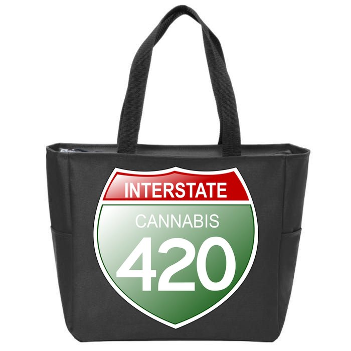 Funny Interstate 420 in the state of Cannabis Marijuana Weed Zip Tote Bag
