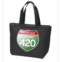 Funny Interstate 420 in the state of Cannabis Marijuana Weed Zip Tote Bag