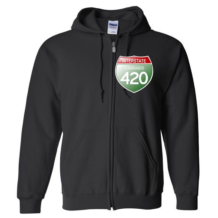 Funny Interstate 420 in the state of Cannabis Marijuana Weed Full Zip Hoodie