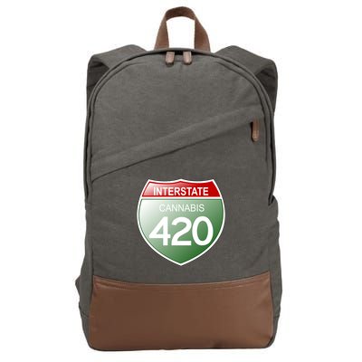 Funny Interstate 420 in the state of Cannabis Marijuana Weed Cotton Canvas Backpack