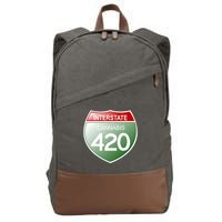 Funny Interstate 420 in the state of Cannabis Marijuana Weed Cotton Canvas Backpack