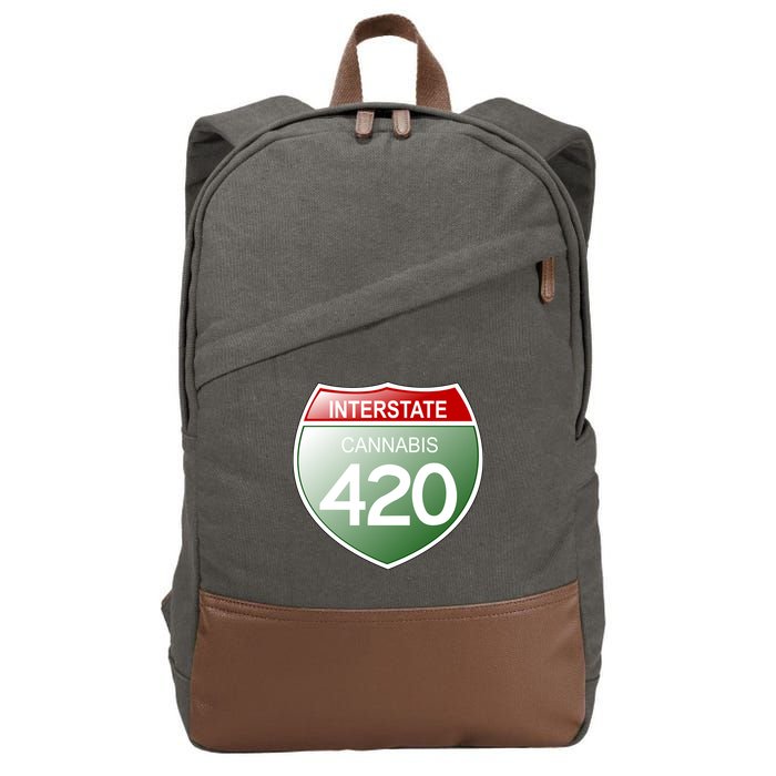 Funny Interstate 420 in the state of Cannabis Marijuana Weed Cotton Canvas Backpack