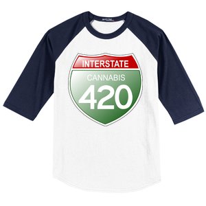 Funny Interstate 420 in the state of Cannabis Marijuana Weed Baseball Sleeve Shirt