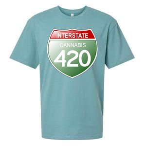 Funny Interstate 420 in the state of Cannabis Marijuana Weed Sueded Cloud Jersey T-Shirt