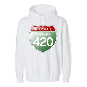 Funny Interstate 420 in the state of Cannabis Marijuana Weed Garment-Dyed Fleece Hoodie